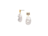 Rivka Friedman 18K Gold Plated Imitation Freshwater Pearl and Cz Drop Earring