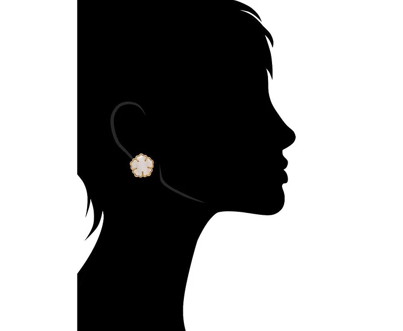 Rivka Friedman 18K Gold Plated Mother of Pearl Flower Studs