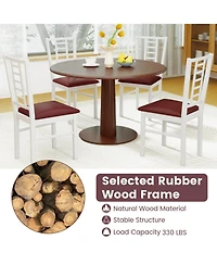 Sugift Pu Leather Upholstered Rubber Wood Dining Chairs Set of 4