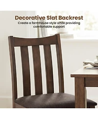 Sugift Set of 4 Rubber Wood Dining Side Chairs with Cushioned Seats and Slat Back