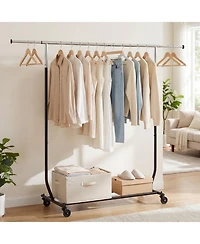 Hongge Extendable Rolling Clothes Rack with 360 Degree Swivel Casters