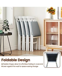 Sugift Set of 2 Folding Wooden Dining Chairs Faux Leather Upholstered Armless Kitchen Chairs
