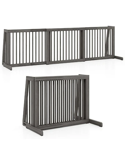 Hongge Free Standing Folding 3-Panel Wood Dog Fence for Doorways