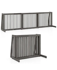 Hongge Free Standing Folding 3-Panel Wood Dog Fence for Doorways