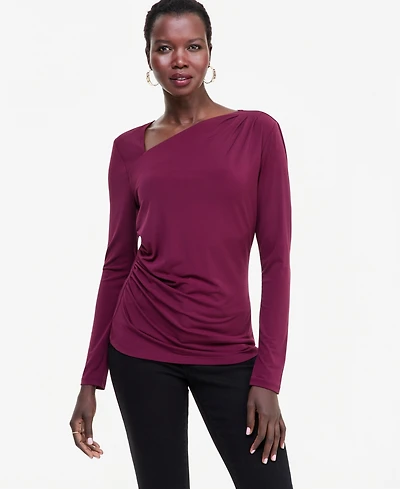 I.n.c. International Concepts Women's Asymmetrical-Neck Long-Sleeve Top, Macy's Exclusive
