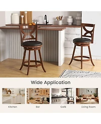Gymax 2 Piece 24'' Bar Stools 360degree(s) Swivel Counter Height with Pvc Leather Cushioned Seat