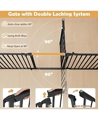 Sugift 8-Panel Extra Wide Baby Gate Adjustable Pet Safety Fence With Auto-Close Door