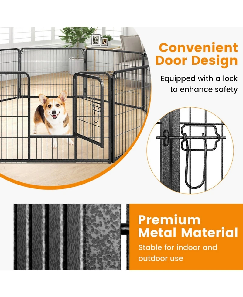 Sugift 8 Panel 24 in Height Pet Fence for Indoor Outdoor Use