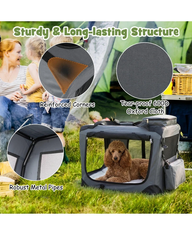 Sugift Collapsible Soft Dog Crate Travel Kennel With Mesh Windows and 3 Doors