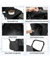 Sugift Pet Stroller for Medium Small Senior Dogs with Dual Entry and 8.5in Low Entry Ramp