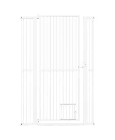 Sugift 59in Extra Tall Heavy-Duty Metal Pet Gate With Wide Opening Fits 30.5in to 41in