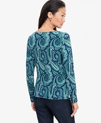 I.n.c. International Concepts Women's Paisley-Print Cowl-Neck Long-Sleeve Blouse, Macy's Exclusive
