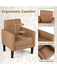 Sugift Set of 2 Pu Leather Modern Accent Chairs with Removable Seat Cushion