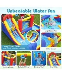 Hongge 7-in-1 Outdoor Bounce House with Dual Slides & 680W Blower, Accommodates 2 Kids, Ages 3-12