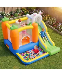 Hongge Inflatable Kids' Bounce House with Climbing Wall and Ball Pit, 420D Oxford Cloth, with Carrying Bag, Ages 3-12