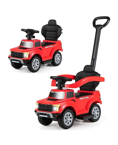 Hongge 3-In-1 Toddler Push Car with Detachable Handlebar, 55 lbs Capacity, Ages 18-36 Months