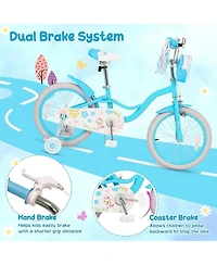 Hongge 18-Inch Girls Bike with Pre-Assembled Training Wheels, 132 lb Capacity, Ages 4–8