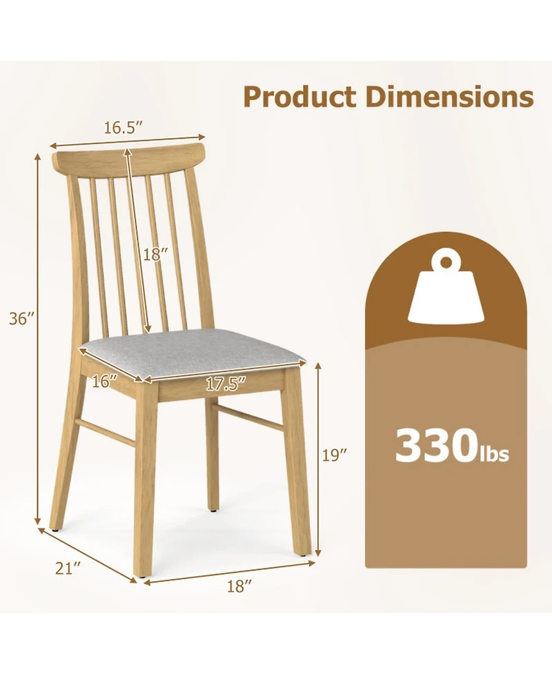 Sugift Set of 4 Fabric Upholstered Armless Dining Chairs with Rubber Wood Frame