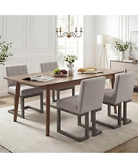 Sugift Modern Farmhouse Fabric Dining Chairs Set of 4 with 5.5in Thickened Padded Seat