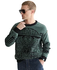 Scotch&Soda Men's Chenille Jacquard Wool-Blend Dropped Shoulder Crewneck Sweater