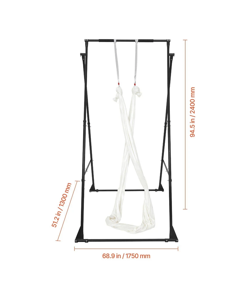 Sugift Aerial Yoga Swing Stand 440.9 lbs Load Triangular Frame with 6.6-yard Hammock Adjustable