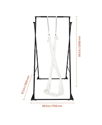 Sugift Aerial Yoga Swing Stand 440.9 lbs Load Triangular Frame with 6.6-yard Hammock Adjustable