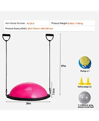 Hongge Large 26 in Half Balance Ball Trainer 1500 lbs Capacity with Resistance Bands and Foot Pump