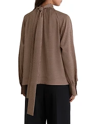 Reiss Women's Geometric-Print Tie-Neck Blouse
