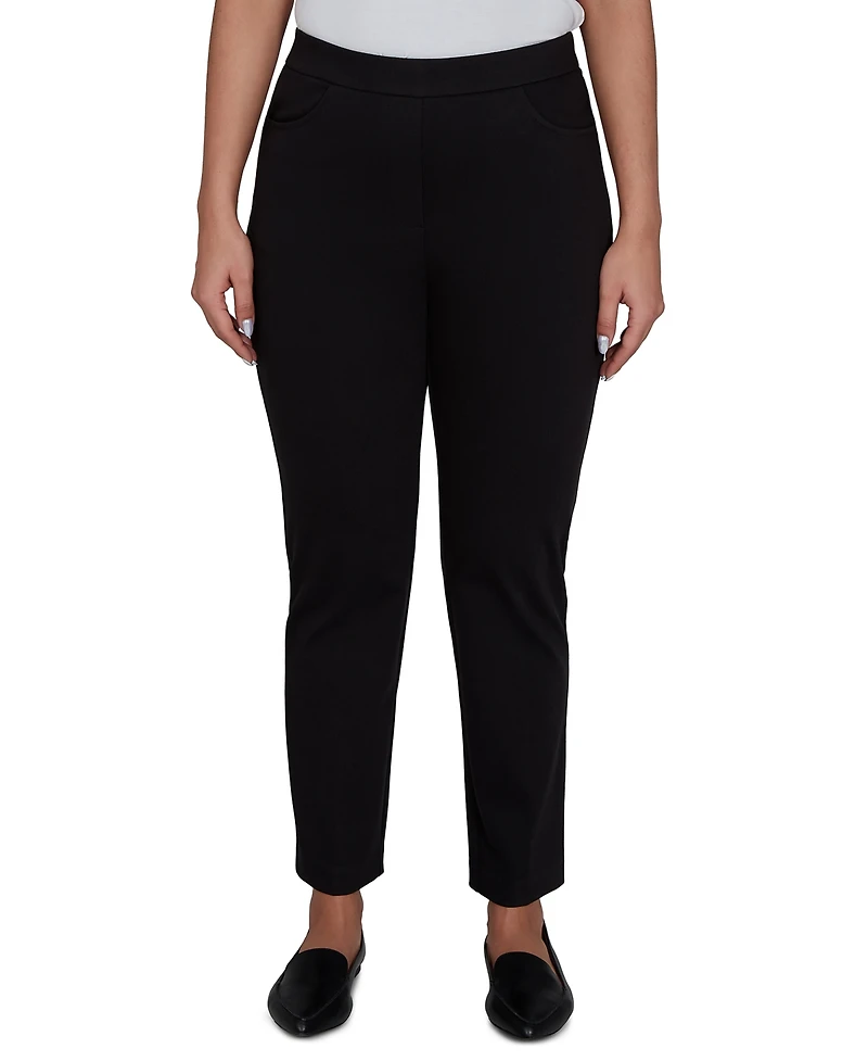 Alfred Dunner Women's Travel Advisory Pull-On Short-Length Knit Twill Pants