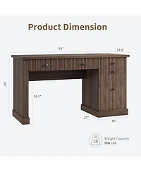 gaomon 54" Fluted Executive Desk with Charging Station