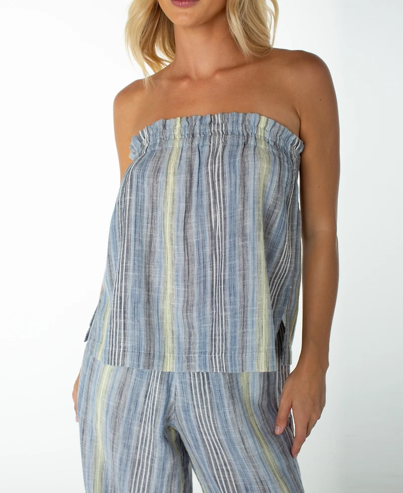 Roxy Women's Offshore Strapless Stripe Cotton Top