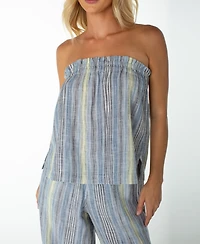 Roxy Women's Offshore Strapless Stripe Cotton Top