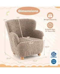Sugift Kids Sherpa Upholstered Armchair with Spring-Loaded Cushion and Rubber Wood Legs