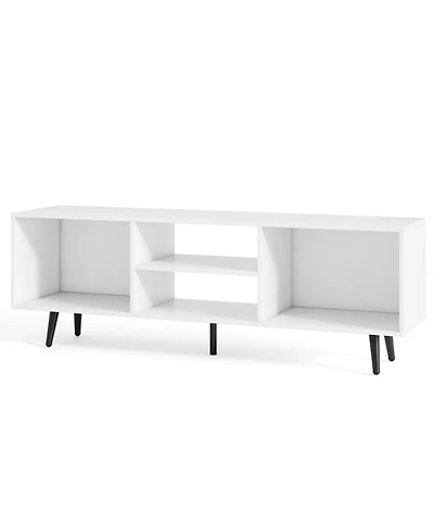 Sugift Tv Stand with Storage Compartments and Metal Legs