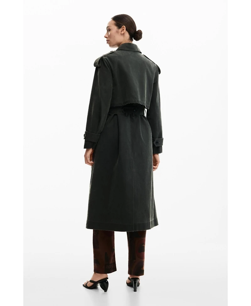 Desigual Women's Trench Coat Leather Effect