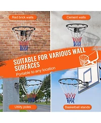 Sugift Heavy Duty Q235 Wall Door Mounted Basketball Flex Rim Goal Replacement with Net 18in Standard Hoop
