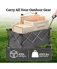 ECHTPeak 400L Collapsible Wagon, Beach with Big Wheels, Folding Wagon Cart, 450LB Heavy Duty