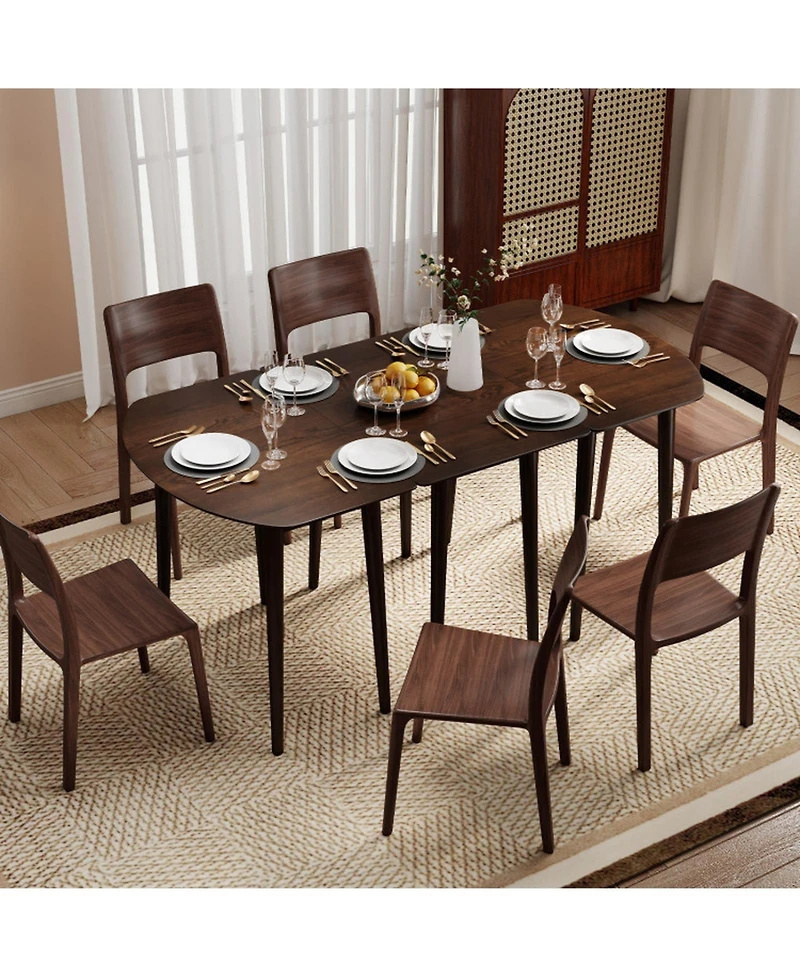 Sugift Extendable Dining Table Set with 2 Half-Round and 1 Rectangular Tables
