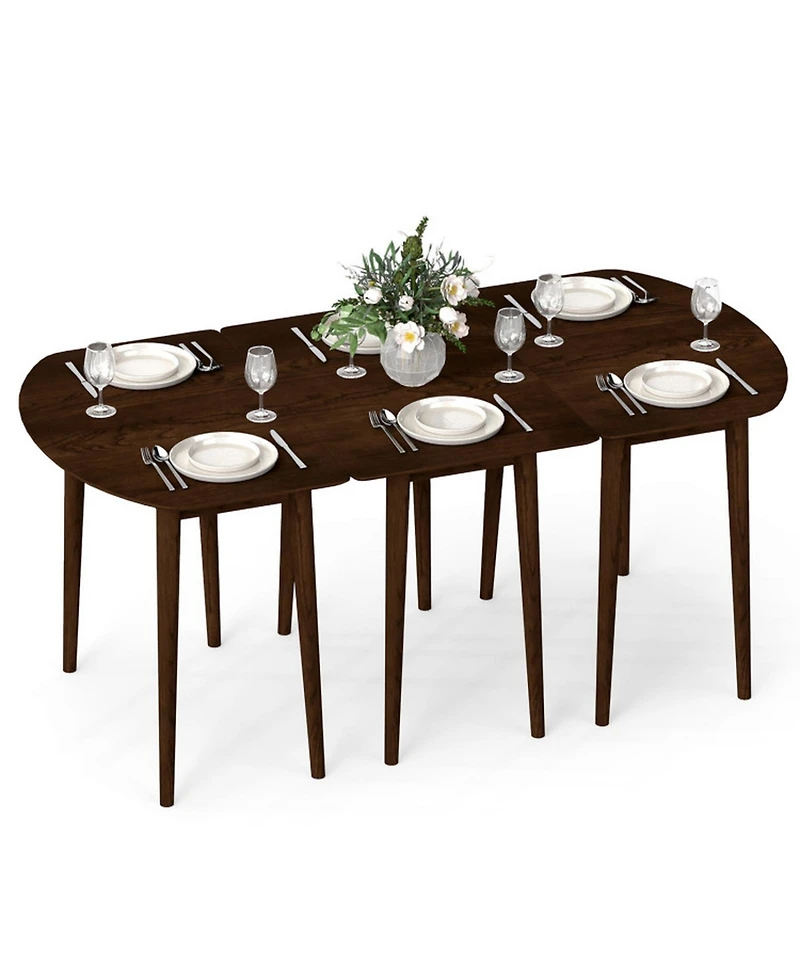 Sugift Extendable Dining Table Set with 2 Half-Round and 1 Rectangular Tables