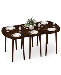 Sugift Extendable Dining Table Set with 2 Half-Round and 1 Rectangular Tables