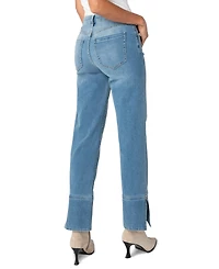 Liverpool Los Angeles Petite Kennedy Straight-Leg Cuffed Mid-Rise Jeans