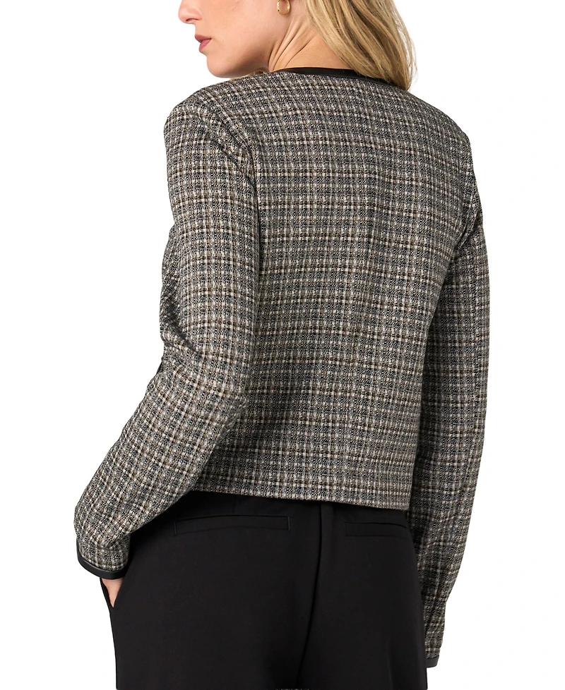 Liverpool Los Angeles Petite Cropped Collarless Plaid Blazer