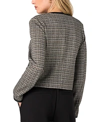 Liverpool Los Angeles Petite Cropped Collarless Plaid Blazer