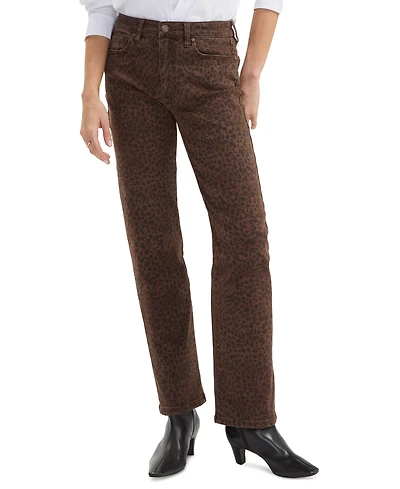 Liverpool Los Angeles Petite Kennedy Straight Leopard Print Straight-Leg Jeans