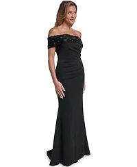 Eliza J Petite One-Shoulder Embellished Formal Gown