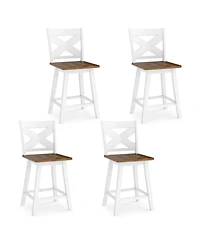 Sugift 24-Inch Rubberwood Swivel Bar Stools Set of 4 with Large Curved Seat