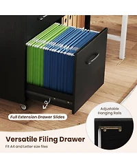 Sugift Mobile 3-Drawer Lateral File Cabinet and Rolling Printer Stand with Open Shelves