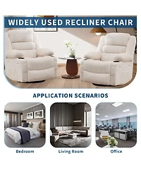 homfan Swivel Rocker Recliner Chair Manual for Adults Soft Corduroy Extra Wide Seat 350 Lb Capacity Cup Holder And Pockets Nursery