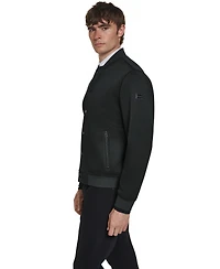 Karl Lagerfeld Men's Textured Varsity Zip Bomber Jacket