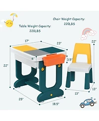 Sugift 5-in-1 Kids Activity Table and Chair Set with Storage and Building Block Board